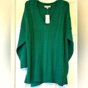 Philosophy Green V-Neck Sweater Relaxed Fit